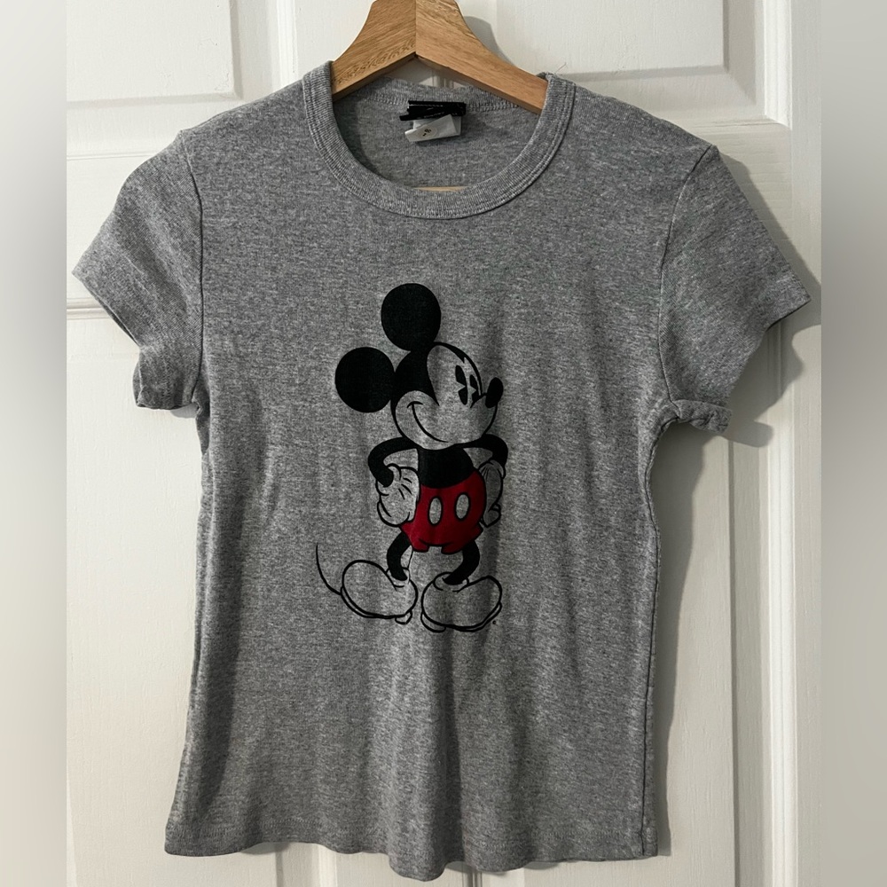 Disney Women's Gray Mickey Mouse Short Sleeve Tee